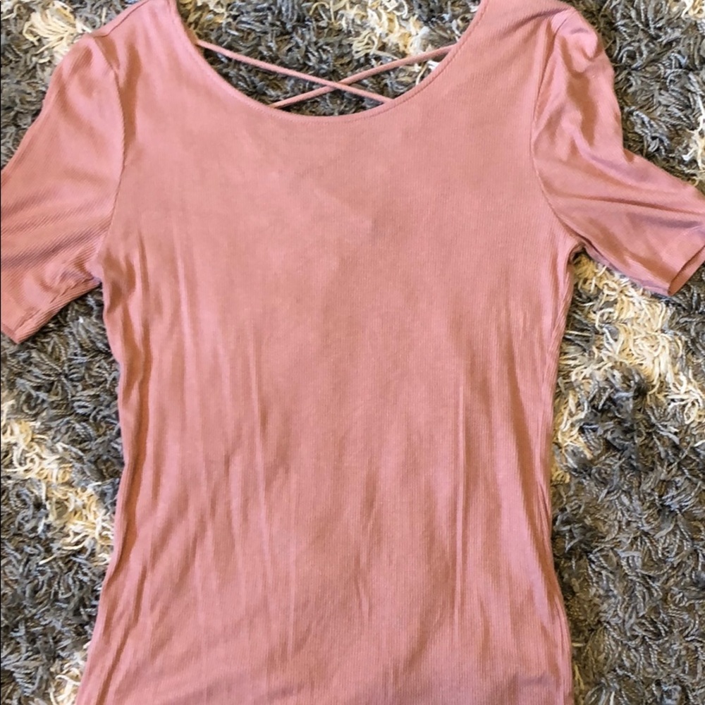 H&M ribbed pink shirt